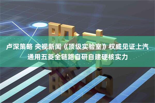 卢深策略 央视新闻《顶级实验室》权威见证上汽通用五菱全链路自研自建硬核实力